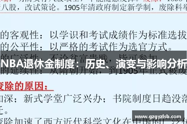 NBA退休金制度：历史、演变与影响分析